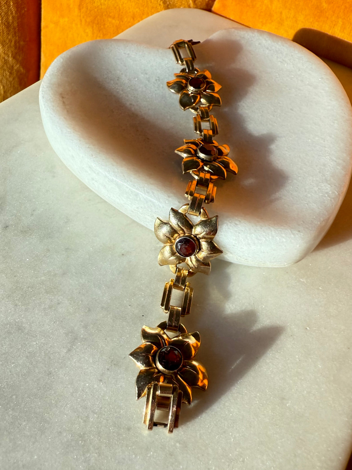 Antique 1/20 10k Gold Filled Flower Bracelet 6.25”