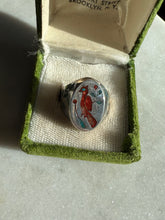 Load image into Gallery viewer, Red Cardinal Sterling Silver Inlay Signet Ring Size 7.75
