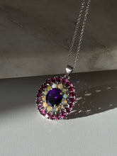 Load image into Gallery viewer, Tourmaline Opal &amp; Amethyst Sterling Silver Necklace 17”
