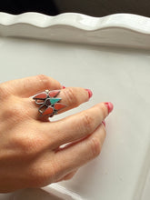 Load image into Gallery viewer, Navajo Sterling Silver Coral Turquoise Ring

