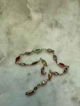 Load image into Gallery viewer, Italian 14k Yellow Gold Multicolor Station Bracelet 7.75”
