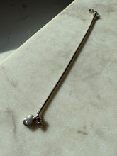 Load image into Gallery viewer, Heart Charm Sterling Snake Bracelet 7.25”
