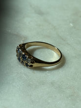 Load image into Gallery viewer, Antique Blue Sapphire &amp; Diamond 18k Gold Ring Size 6.75
