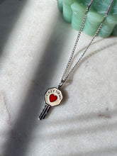 Load image into Gallery viewer, Enamel Key To My Heart Sterling Silver Necklace 18”
