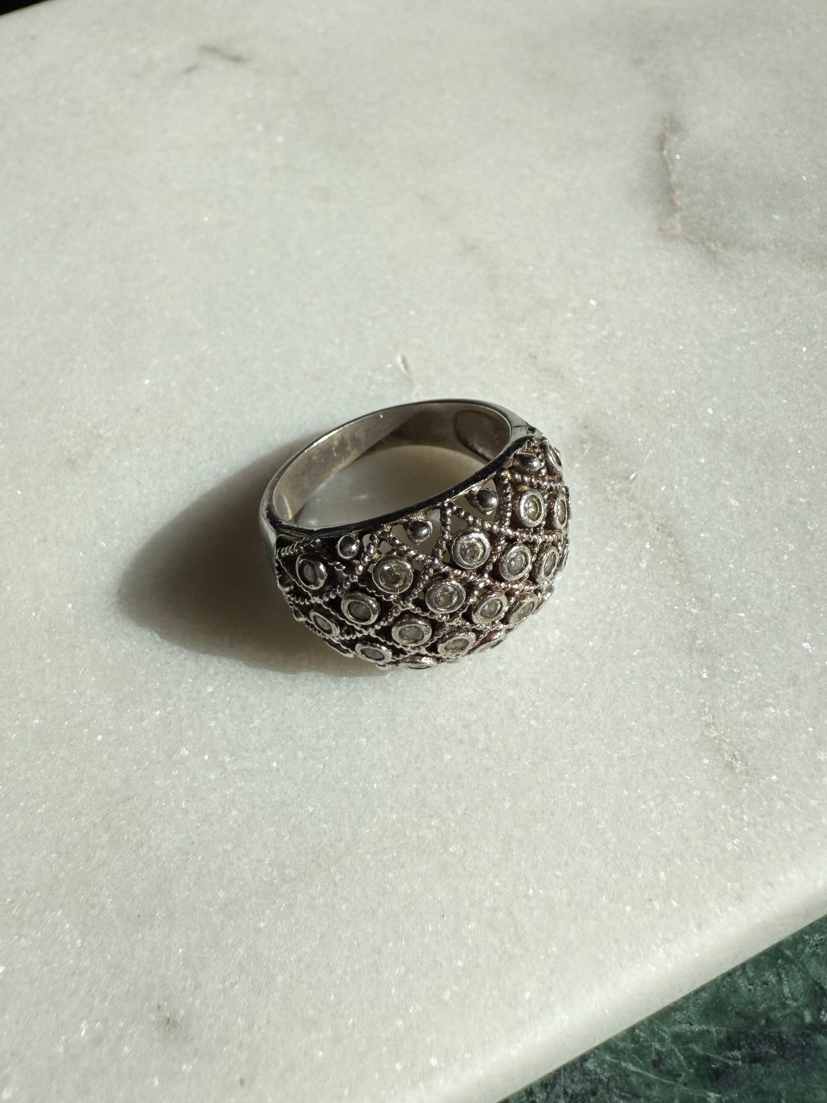 CZ Sterling Silver Dome Ring Size 8.25