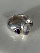 Load image into Gallery viewer, Vintage Amethyst &amp; Moonstone Sterling Silver Ring Size 5.5
