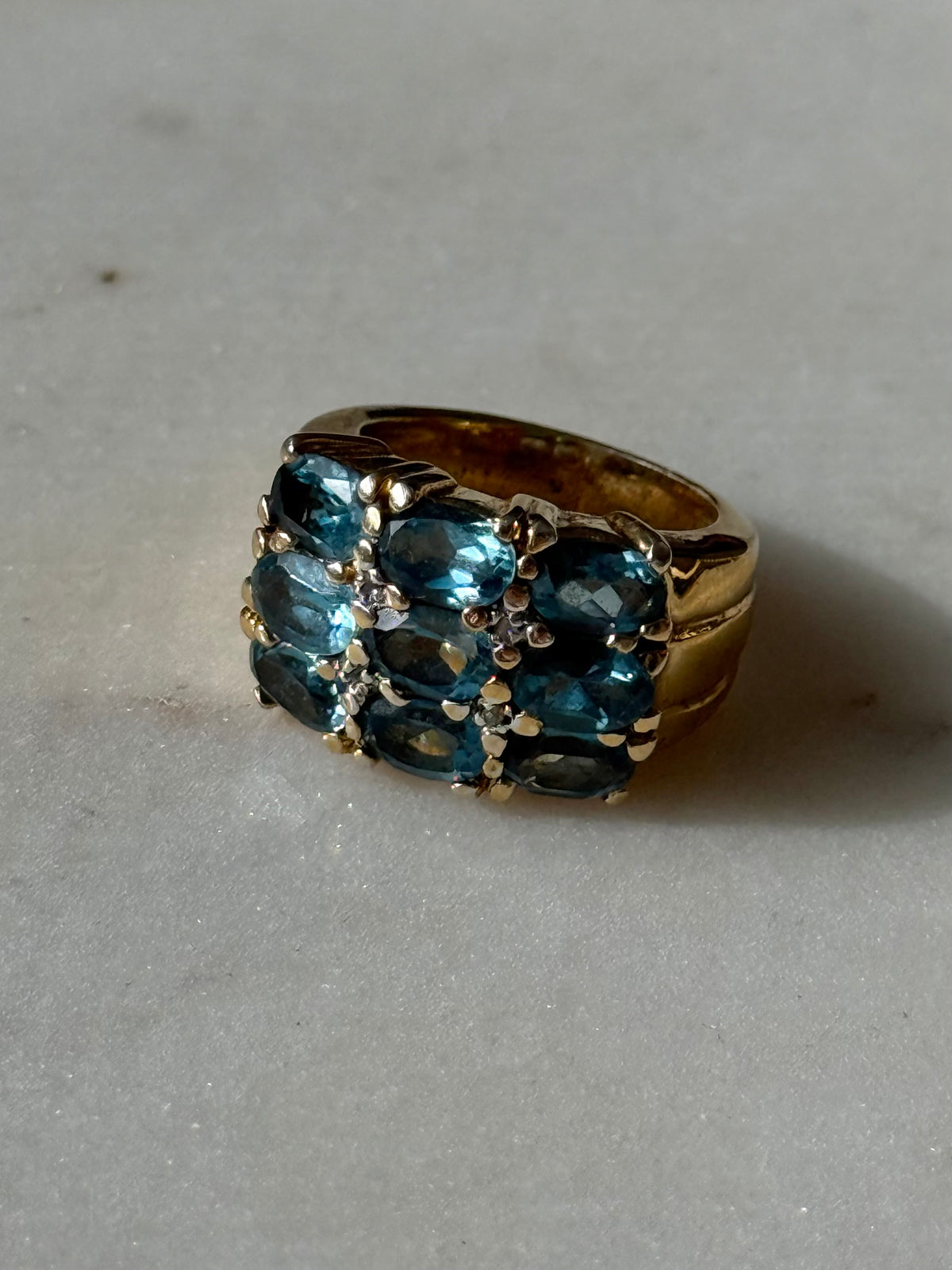 Blue Topaz Gold Vermeil Chunky Ring Size 4.75