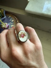 Load image into Gallery viewer, Sterling Pink Rose Tile Ring Size 6

