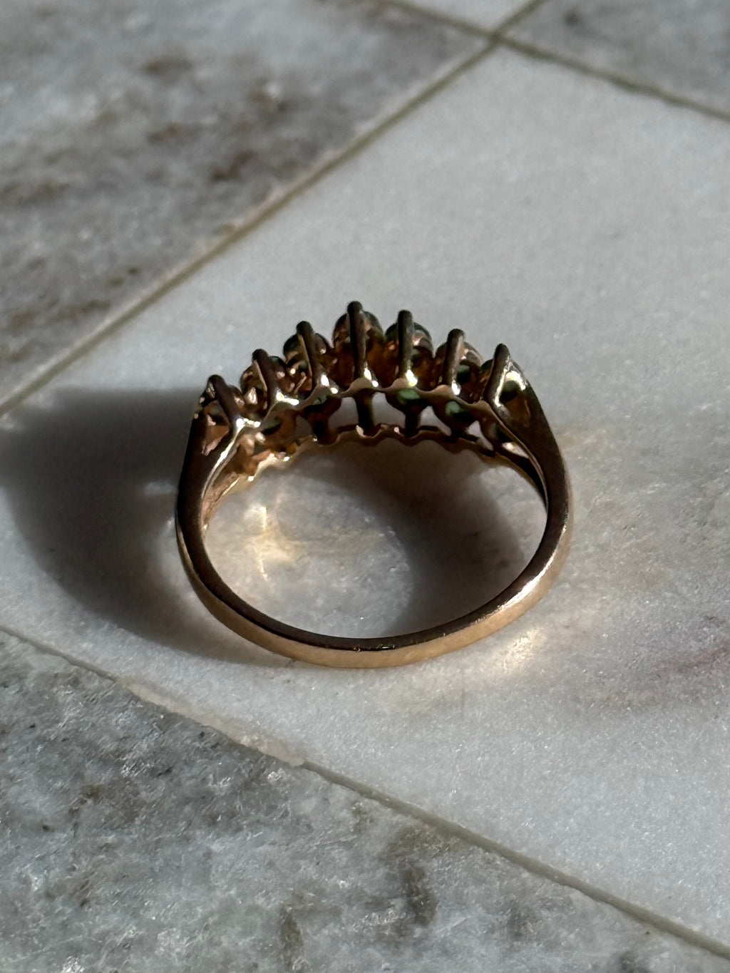Emerald Vintage 14k Solid Yellow Gold Ring Size 7