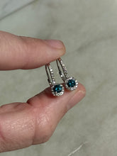 Load image into Gallery viewer, Blue &amp; White Diamond 14k White Gold Earrings
