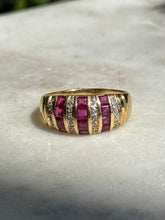 Load image into Gallery viewer, Vintage Ruby &amp; Diamond 18k Gold Dome Ring Size 8.75
