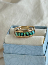 Load image into Gallery viewer, Vintage Southwestern Opal Black Onyx Inlay 14k Gold Ring Size 6
