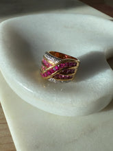 Load image into Gallery viewer, Chunky Gold Vermeil Pink Sapphire Ring Size 5.5
