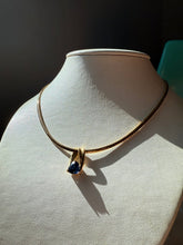 Load image into Gallery viewer, Blue Gemstone Gold Vermeil Necklace 18”
