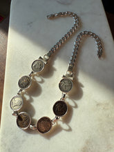 Load image into Gallery viewer, Vintage Sterling Silver Coin Necklace 16”

