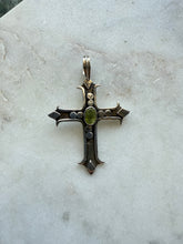 Load image into Gallery viewer, Green Stone Sterling Silver Cross Pendant
