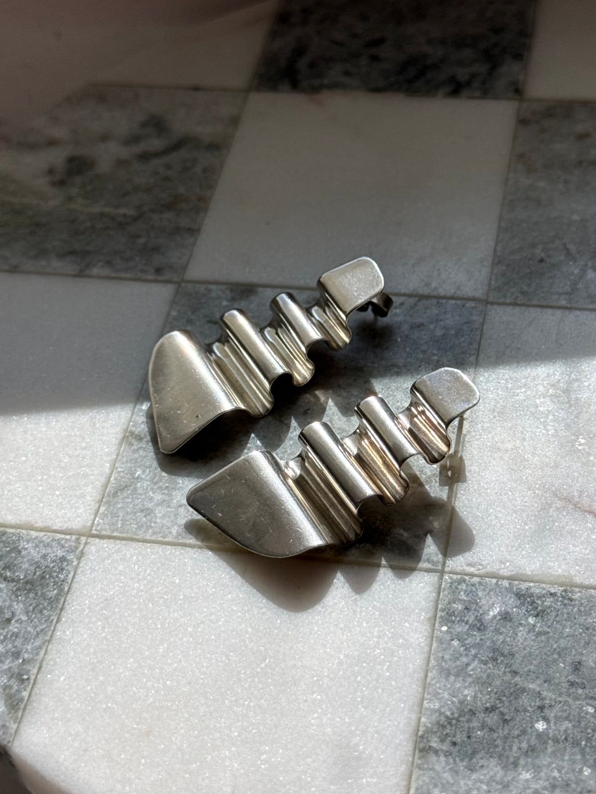 Modernist Vintage Solid Sterling Silver Earrings