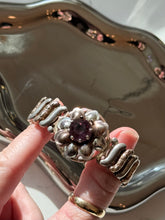 Load image into Gallery viewer, Vintage Purple Flower Sterling &amp; Gold Fill Expansion Bracelet
