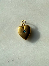 Load image into Gallery viewer, Victorian 14k Yellow Gold Starburst Set Persian Turquoise Heart Charm
