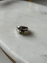 Load image into Gallery viewer, Amethyst &amp; Peridot Sterling &amp; 14k Gold Ring Size 5.5

