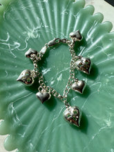 Load image into Gallery viewer, Celestial Puffy Heart Sterling Silver Charm Bracelet 7”
