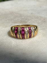 Load image into Gallery viewer, Vintage Ruby &amp; Diamond 18k Gold Dome Ring Size 8.75
