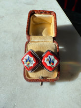 Load image into Gallery viewer, Porcelain Painted Sterling Silver Push Back Earrings
