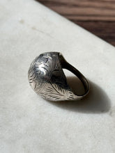 Load image into Gallery viewer, Vintage Etched Sterling Silver Dome Ring Size 8
