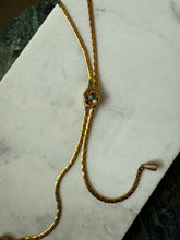 Load image into Gallery viewer, Goldette Goldtone Faux Turquoise Lariat Necklace 18”
