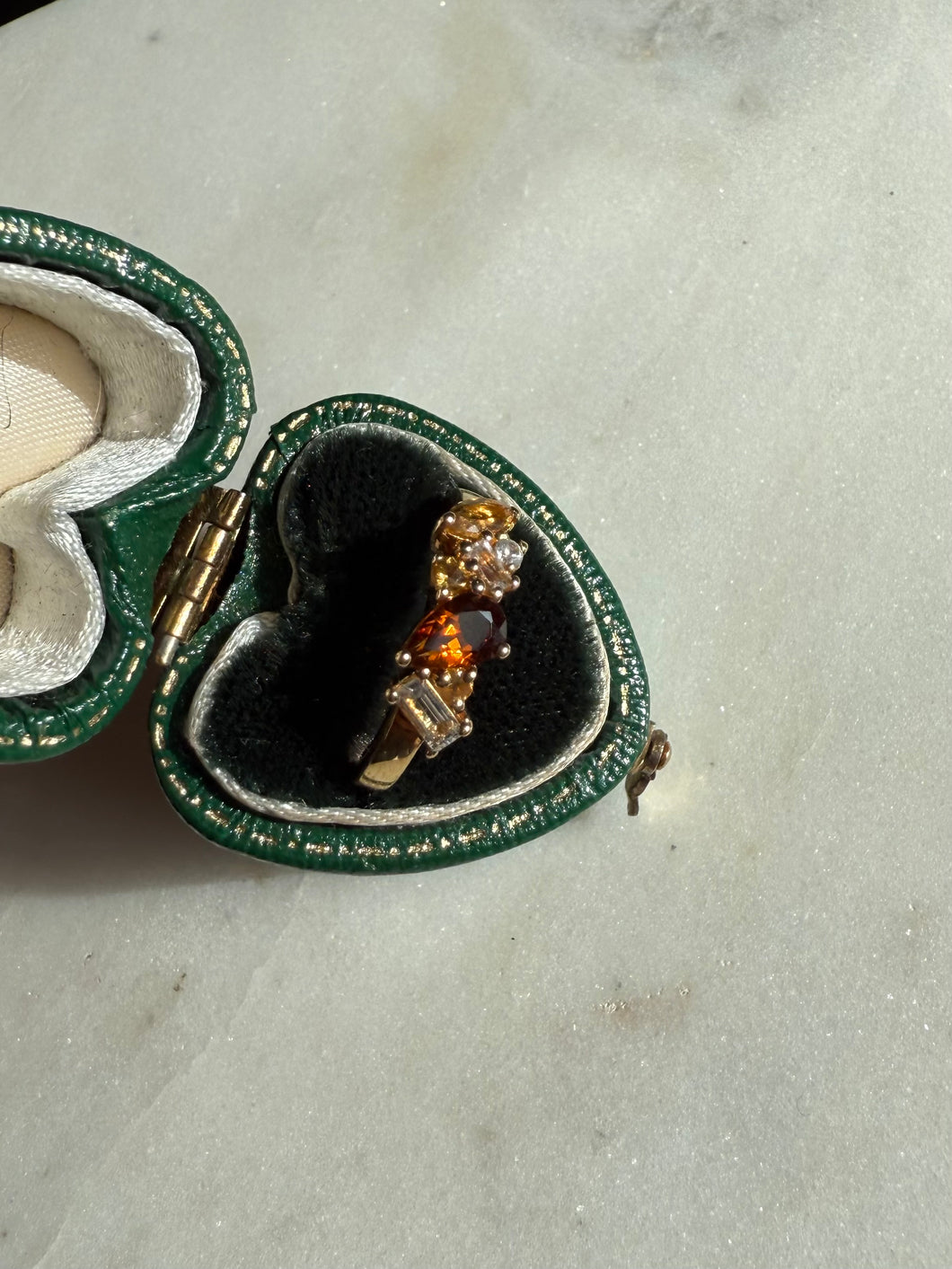 y2k Garnet & Citrine Gold Vermeil Ring Size 6.25