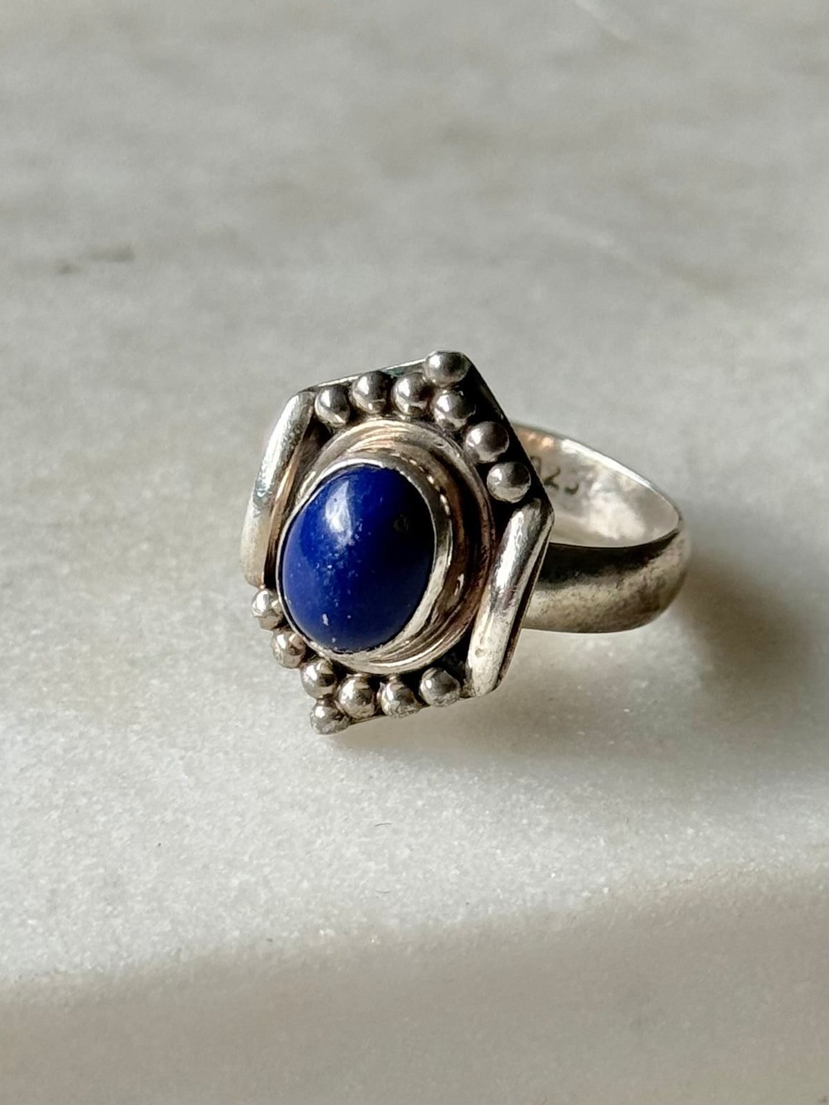 Vintage Lapis Sterling Silver Ring Size 7.75