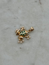 Load image into Gallery viewer, Solid 14k Yellow Gold Emerald Diamond Frog Pendant
