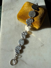 Load image into Gallery viewer, Hammered Heart + Disc Solid Sterling Bracelet 7”
