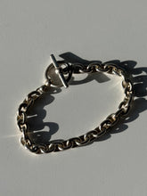 Load image into Gallery viewer, Vintage Cable Link Solid Sterling Silver Toggle Clasp Bracelet 7.25”
