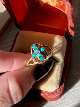 Load image into Gallery viewer, Early 1900s 14k Gold Turquoise Cabochon Cross Ring
