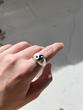 Load image into Gallery viewer, Yin Yang Enamel Sterling Silver Ring Size 8.75
