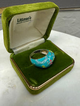 Load image into Gallery viewer, Blue Floral Enamel Sterling Silver Ring Size 8.25
