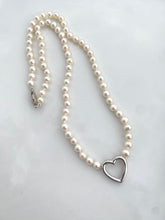 Load image into Gallery viewer, Pearl Sterling Silver Heart Necklace
