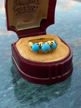 Load image into Gallery viewer, Antique 22k Persian Turquoise Trilogy Ring
