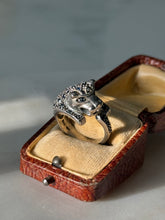 Load image into Gallery viewer, Vintage Blue Sapphire Sterling Silver Panther Ring Size 8.5
