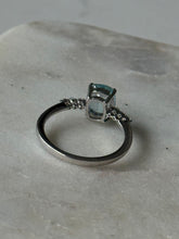 Load image into Gallery viewer, Cushion Cut Aquamarine with Single Cut Diamonds 14k White Gold Ring
