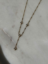 Load image into Gallery viewer, Vintage 10k Yellow Gold Diamond Lariat Drop Necklace 17”
