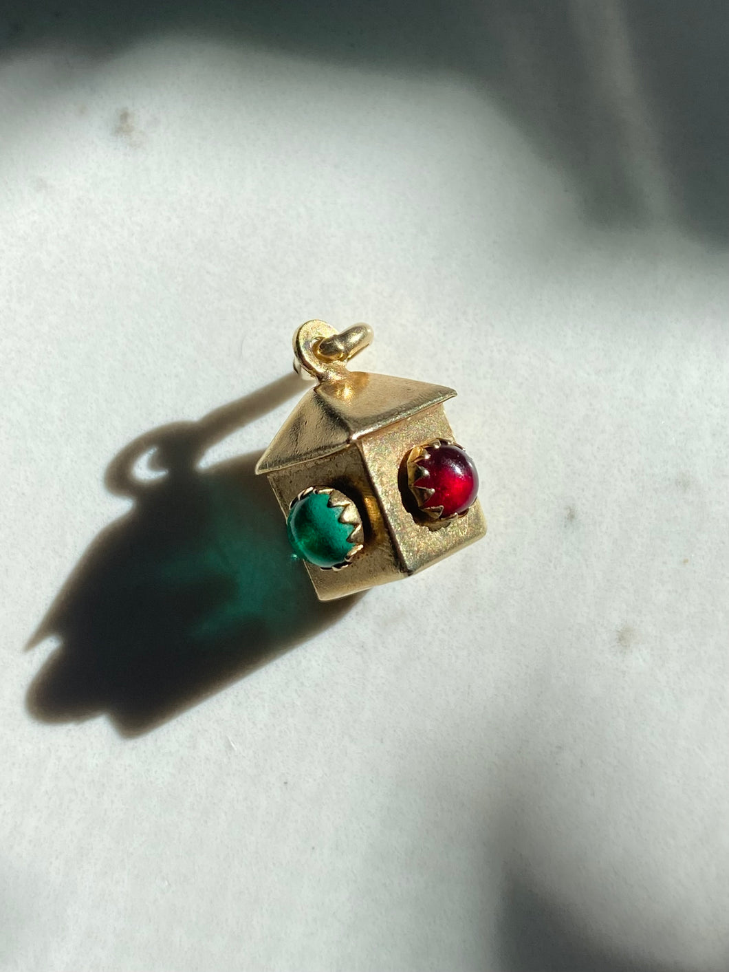 Traffic Light Vintage 14k Gold Charm