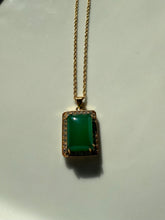 Load image into Gallery viewer, Chrysoprase &amp; CZ Gold Vermeil Necklace 18”

