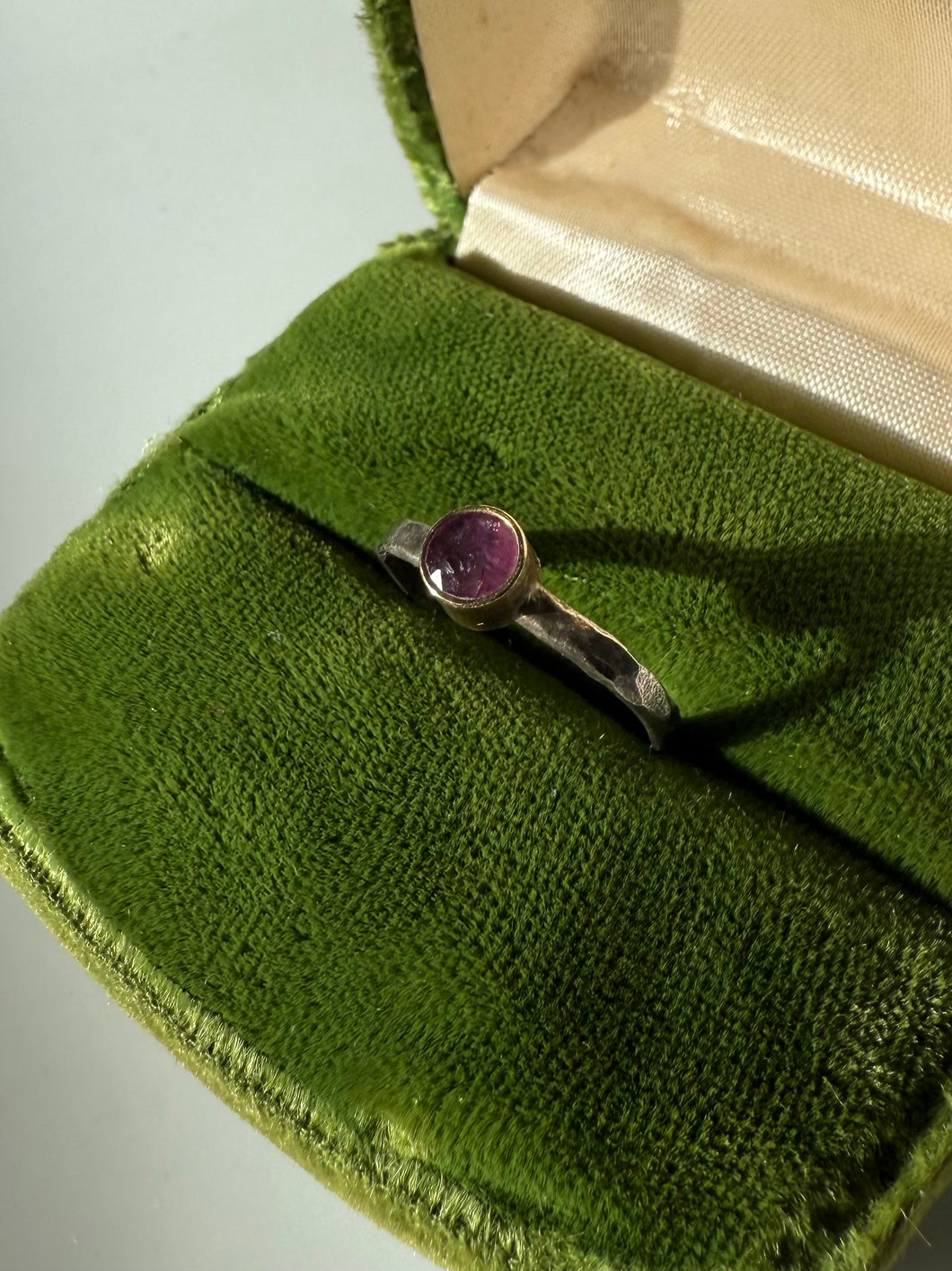 Natural Ruby Sterling Silver & 14k Gold Ring Size 6.25