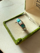 Load image into Gallery viewer, Turquoise &amp; Opal Sterling Silver Ring Size 9.25
