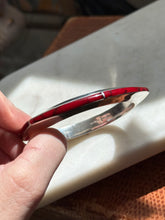 Load image into Gallery viewer, Mexico Vintage Red Inlay Sterling Silver Bangle Bracelet
