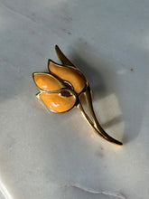 Load image into Gallery viewer, Vintage Monet Gold Plated Enamel Tulip Brooch Pin
