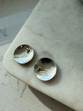 Load image into Gallery viewer, Vintage Herbert Begay Sterling &amp; 14k Gold Disc Earrings
