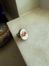Load image into Gallery viewer, Sterling Pink Rose Tile Ring Size 6
